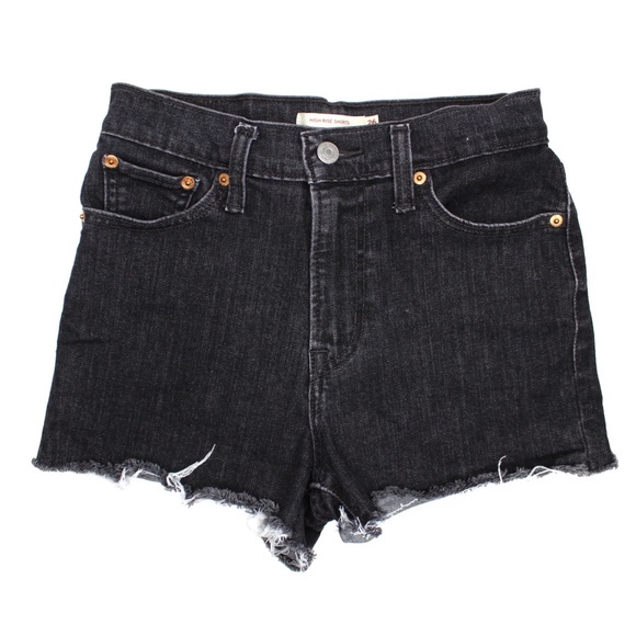 Levi's Pants - Levi’s High Rise Washed Black Frayed Raw Open Hems Shorties 26 Preowned